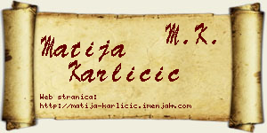Matija Karličić vizit kartica